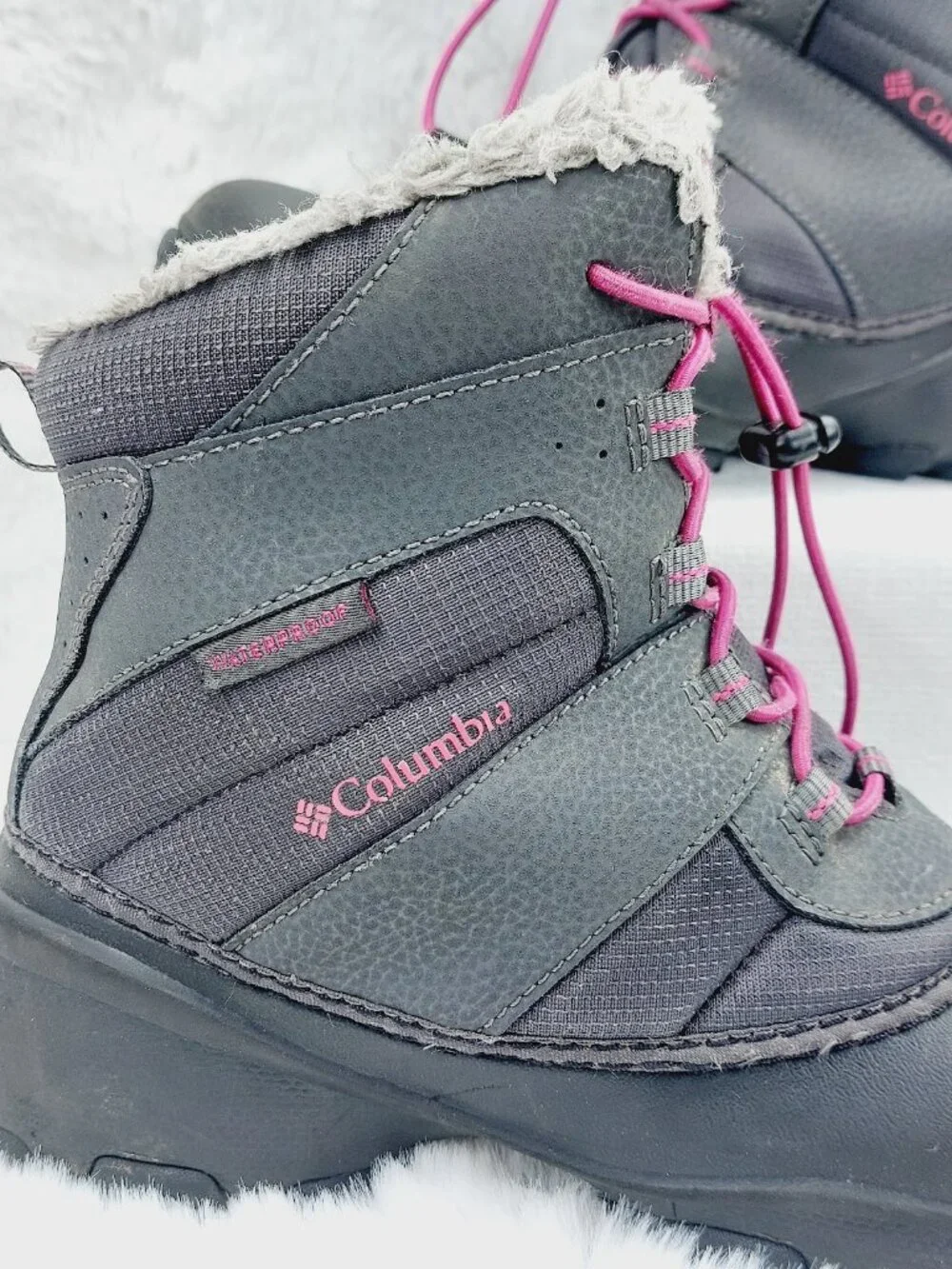 Columbia Women's Black Purple Rope Tow III Cozy Faux Fur Winter Snow Boots Sz 6